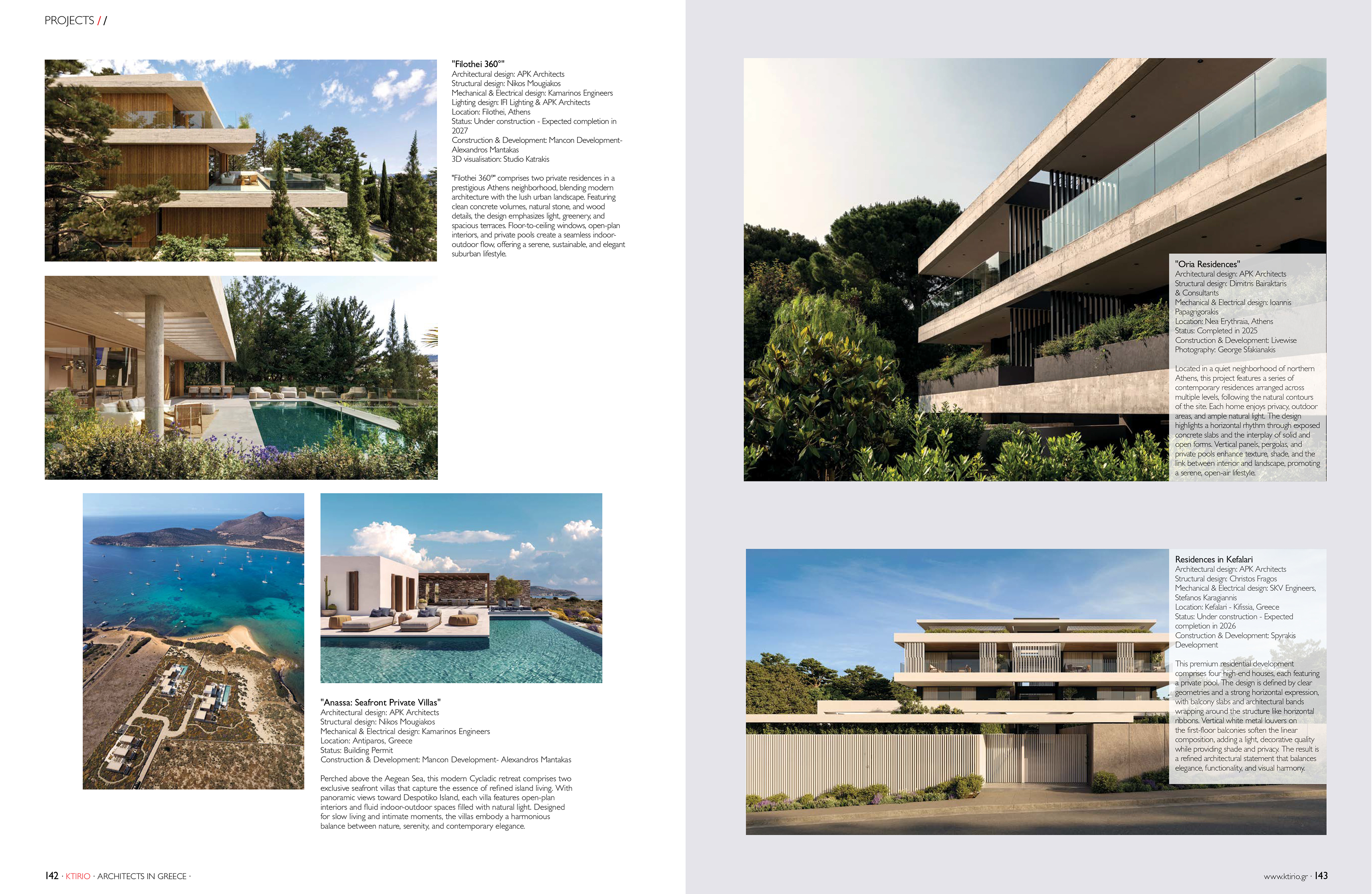 APK Architects-Page 02 of apk architects special feature in Ktirio Magazine, showcasing selected projects.