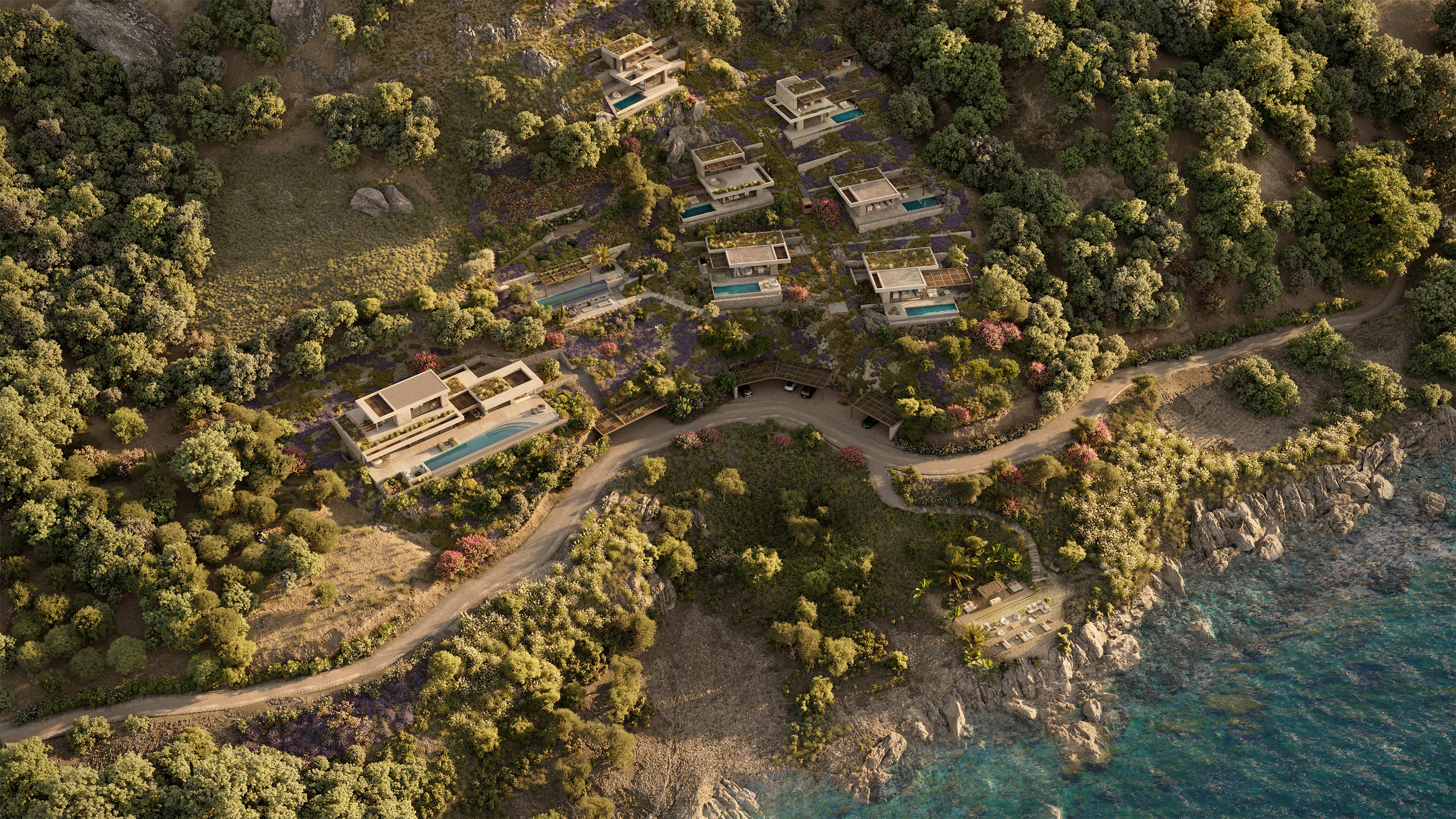 APK Architects-Aerial view overlooking Aurea Retreat