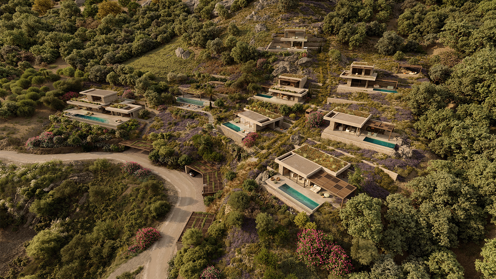 APK Architects-Aerial view overlooking Aurea Retreat