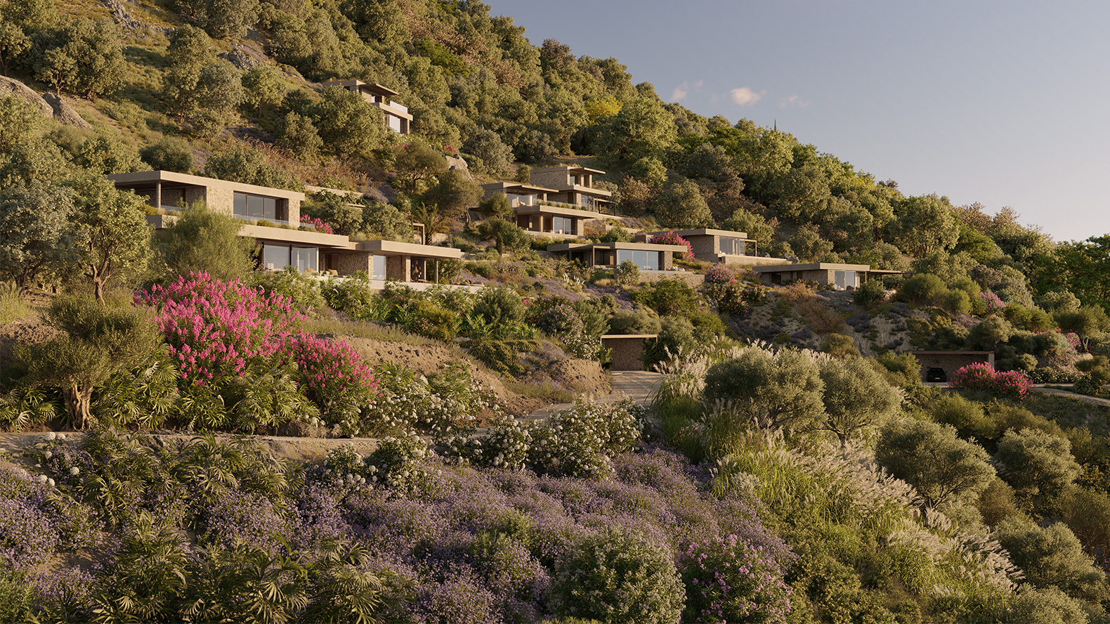 APK Architects-Perspective view of Aurea Retreat's villas