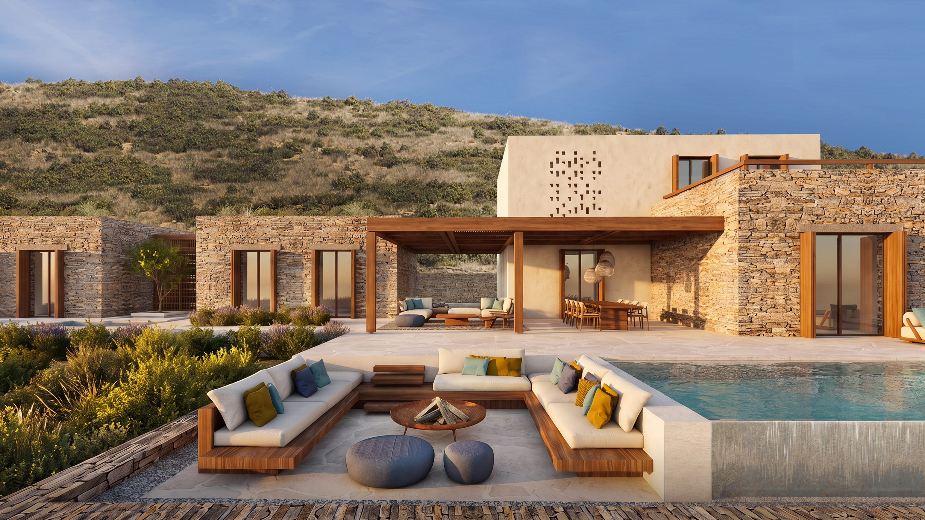 APK Architects-Front view of the Bay House in Sifnos.