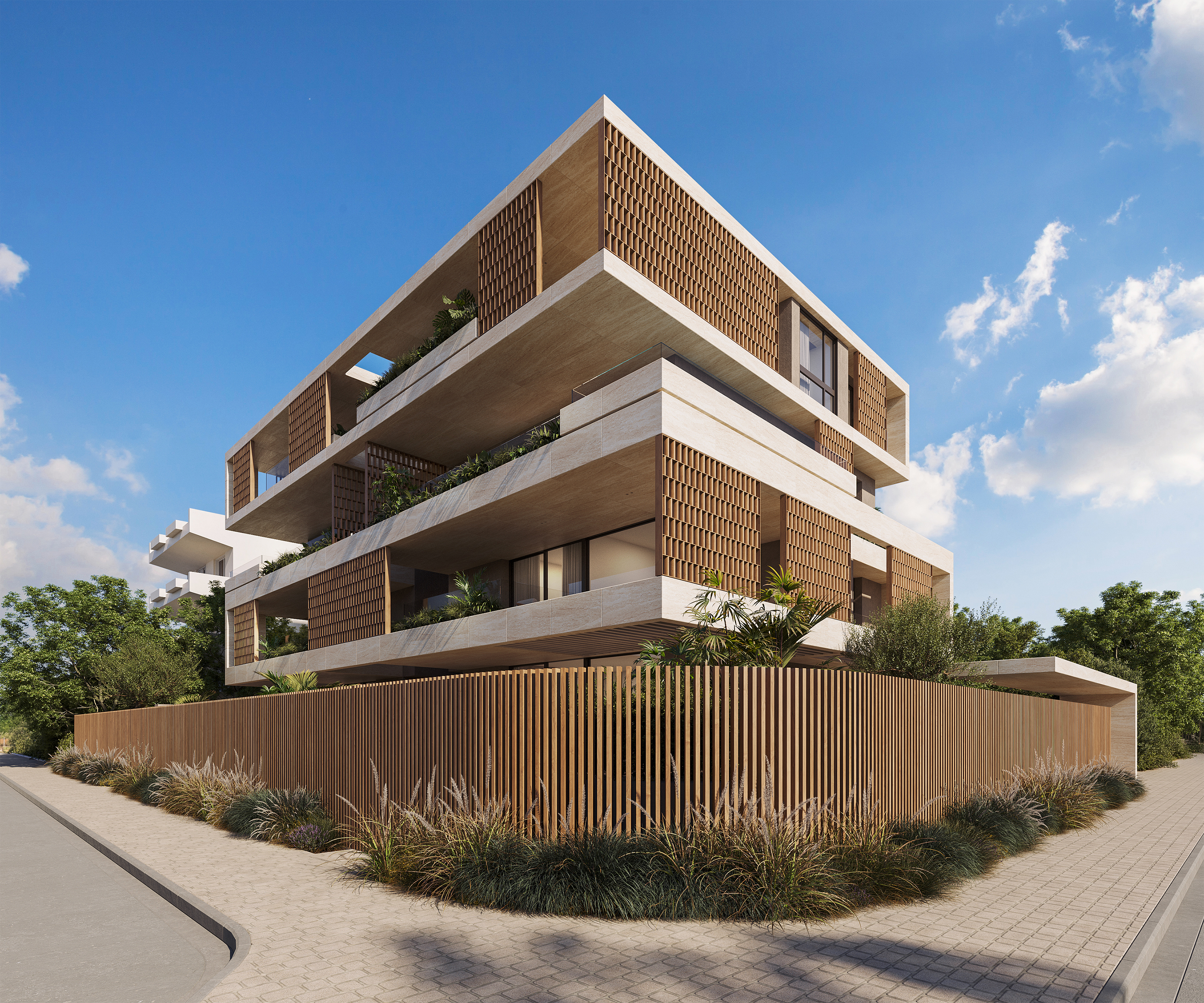 APK Architects-Perspective View of the residential building in Filothei.