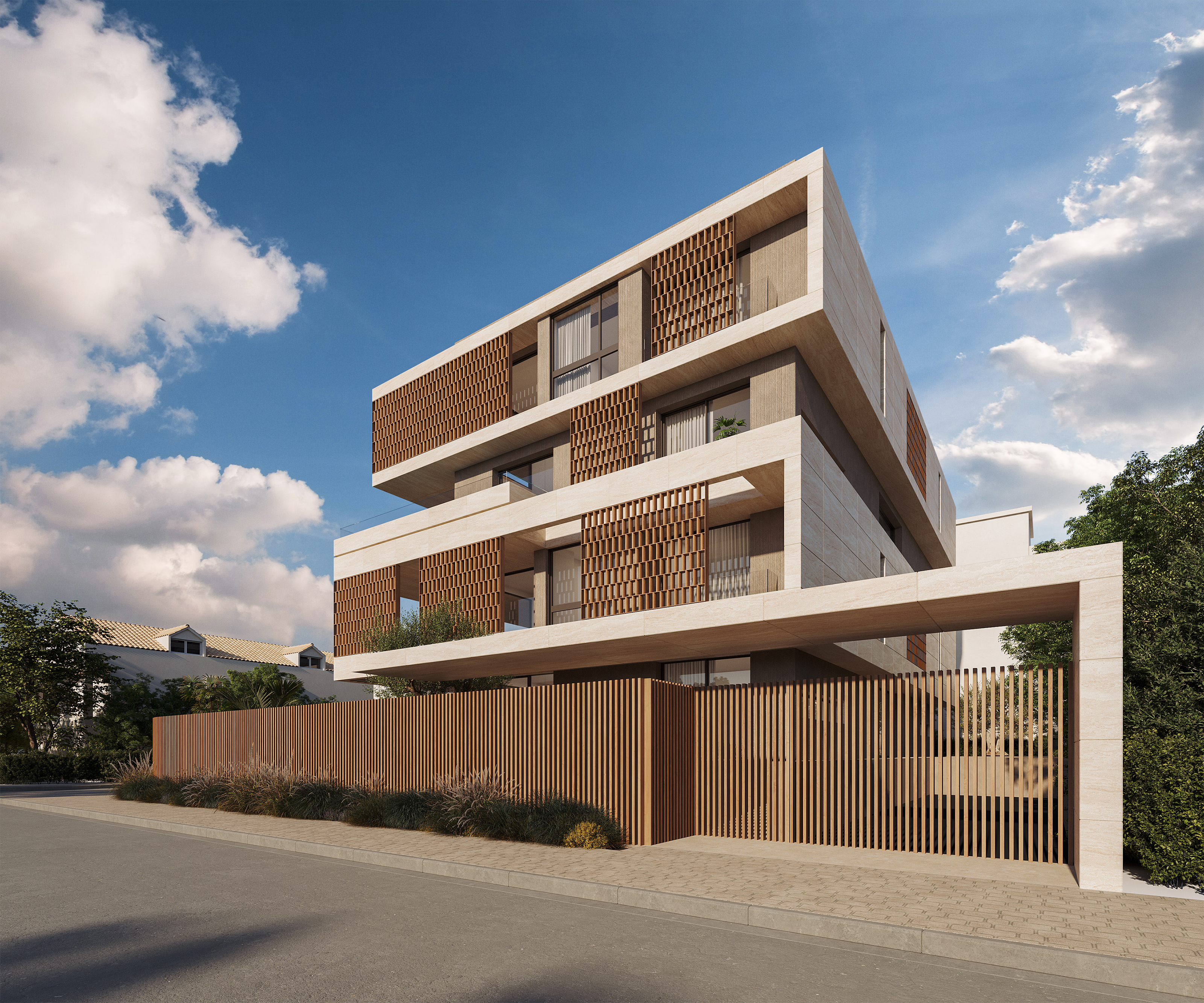 APK Architects-Perspective View of the residential building in Filothei.