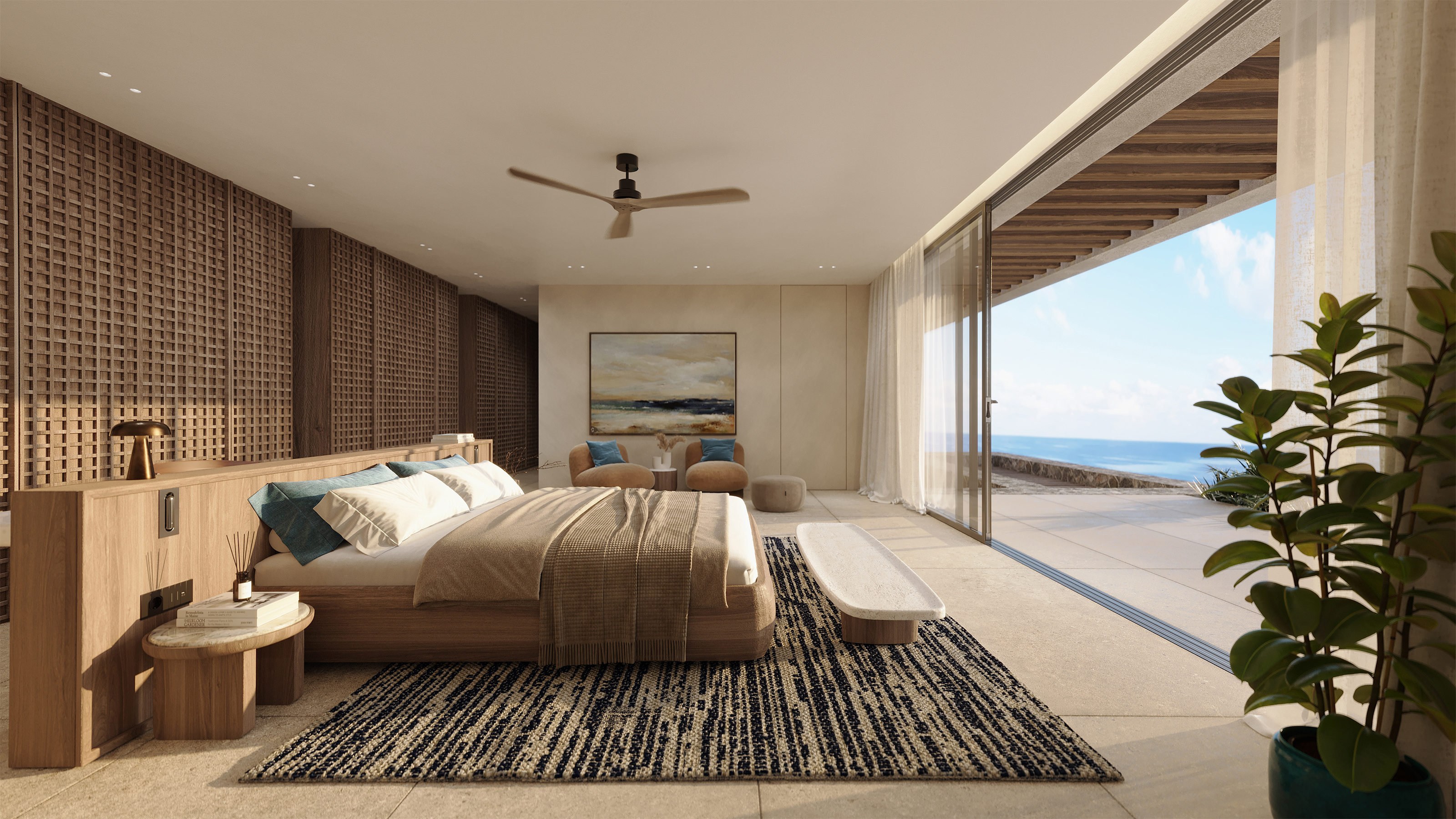 APK Architects-View of the Master Bedroom overlooking the sea view.